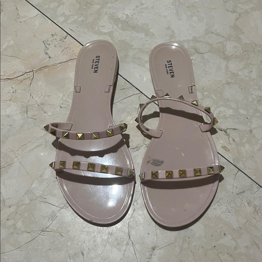 Steven By Steve Madden Blush Sandals with Gold Studs